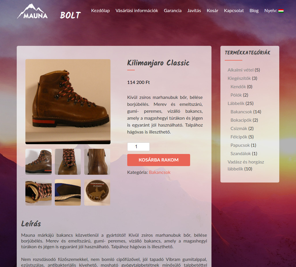 Webshop and blog for Mauna brand